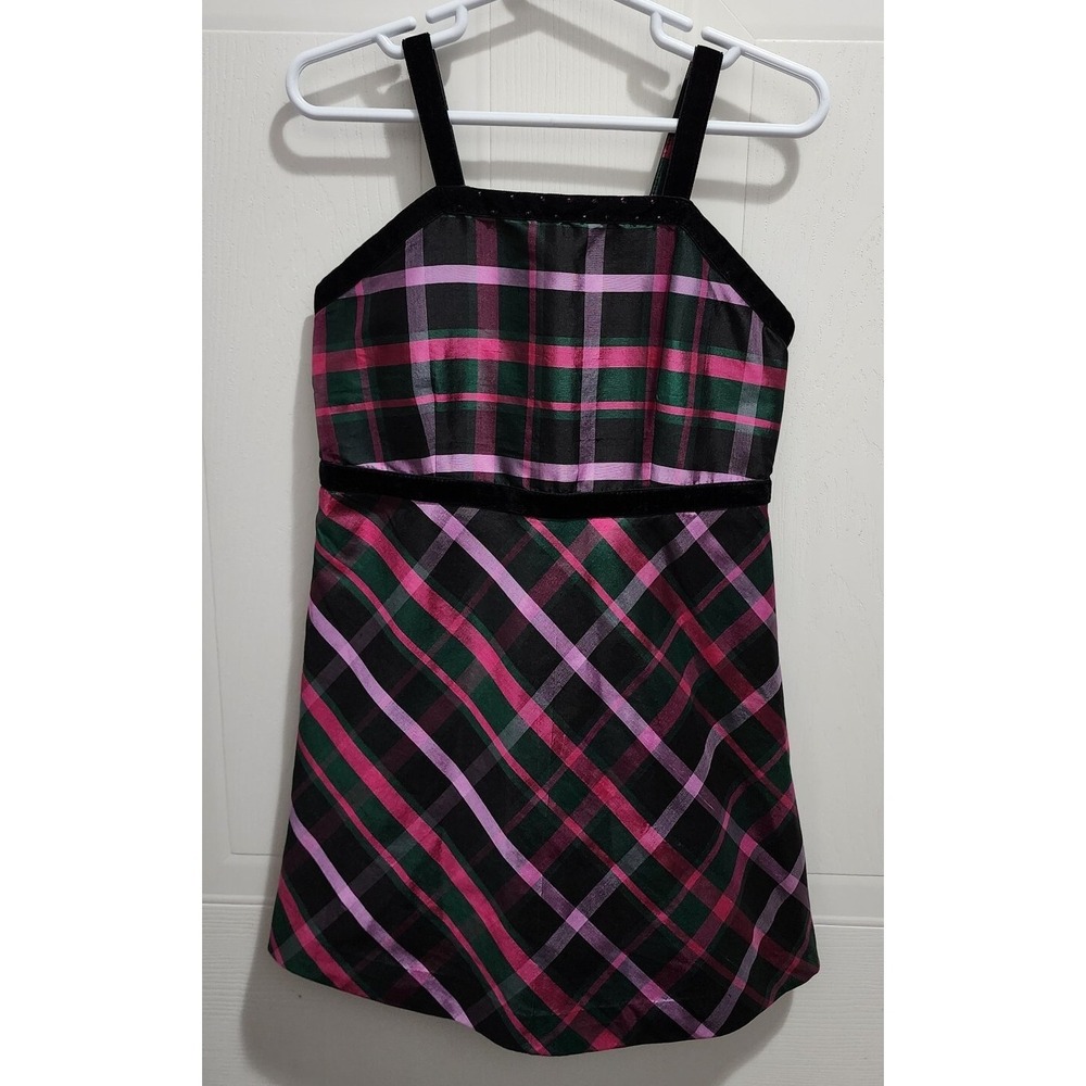 NEW KC Parker Girl's Sleeveless Party‎ Dress Plaid 100% Silk Size 4 $90 MSRP